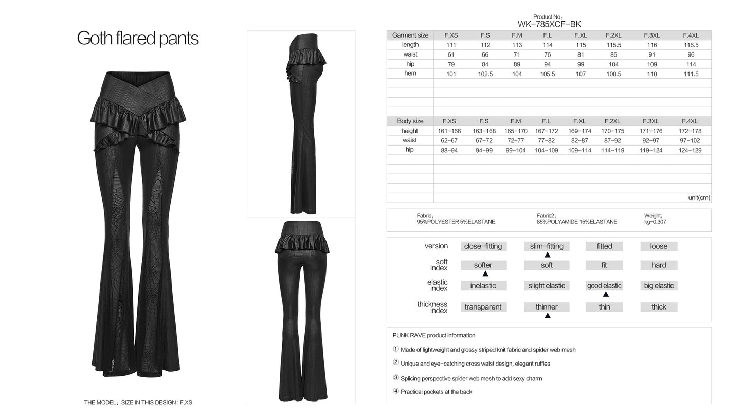 Punk Rave Bellatrix Goth Flared Pants in Black