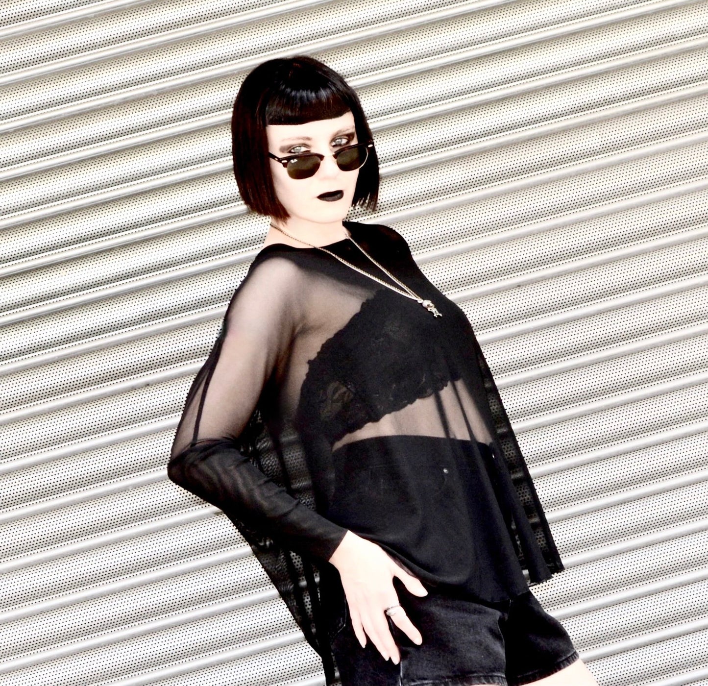 Necessary Evil Circe Flowing Mesh Top in Black, Plus Sizes