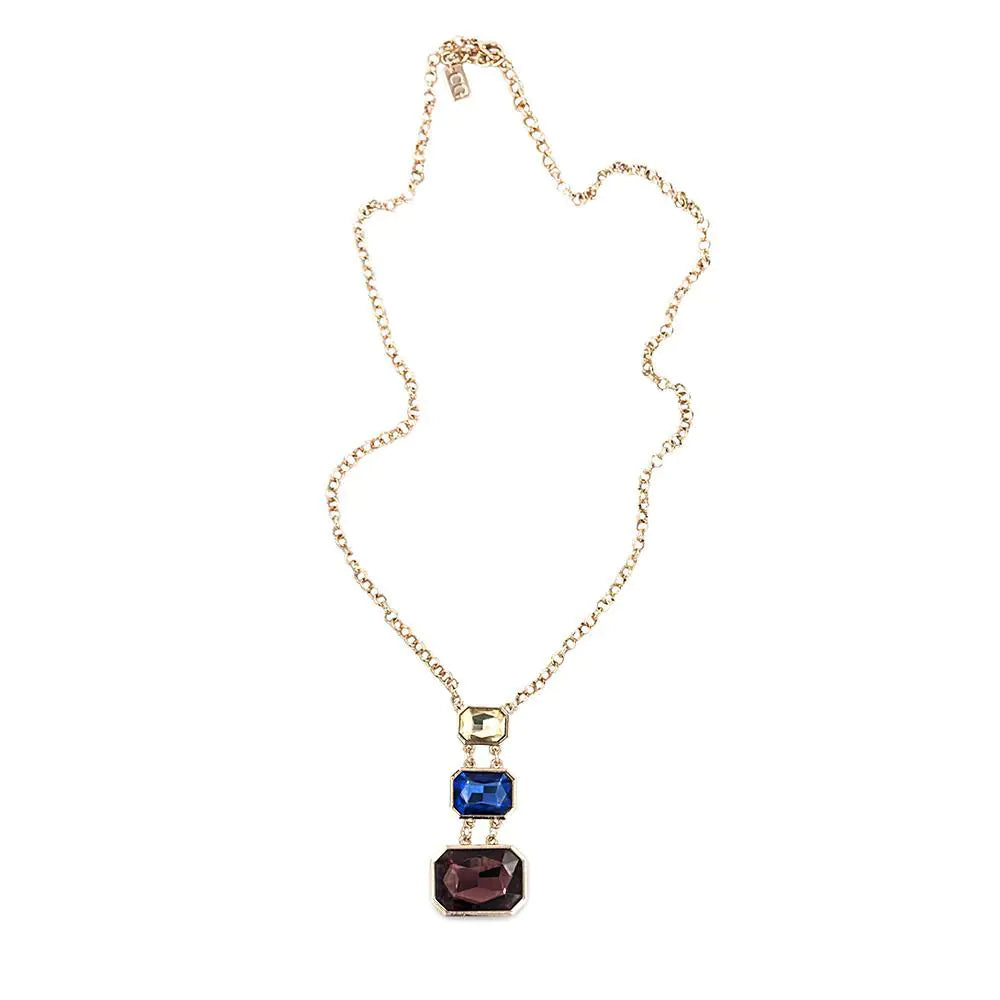 Square Crystal Cascade Necklace