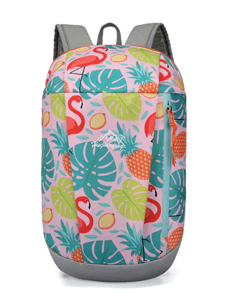 Waterproof Flamingo-Print Hiking Backpack