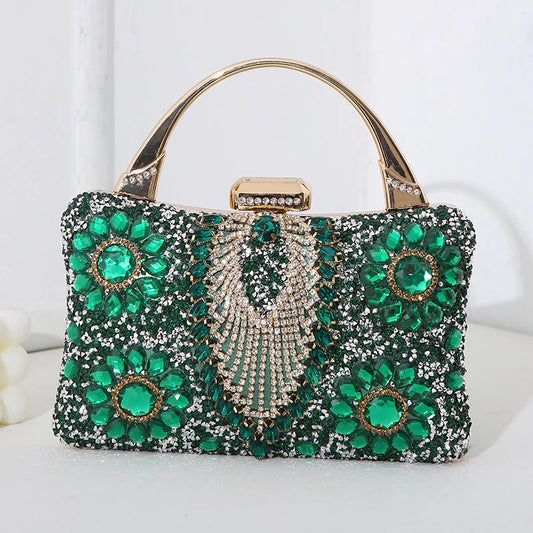 Diamond Sparkling Small Evening Handbag, Multi Colours