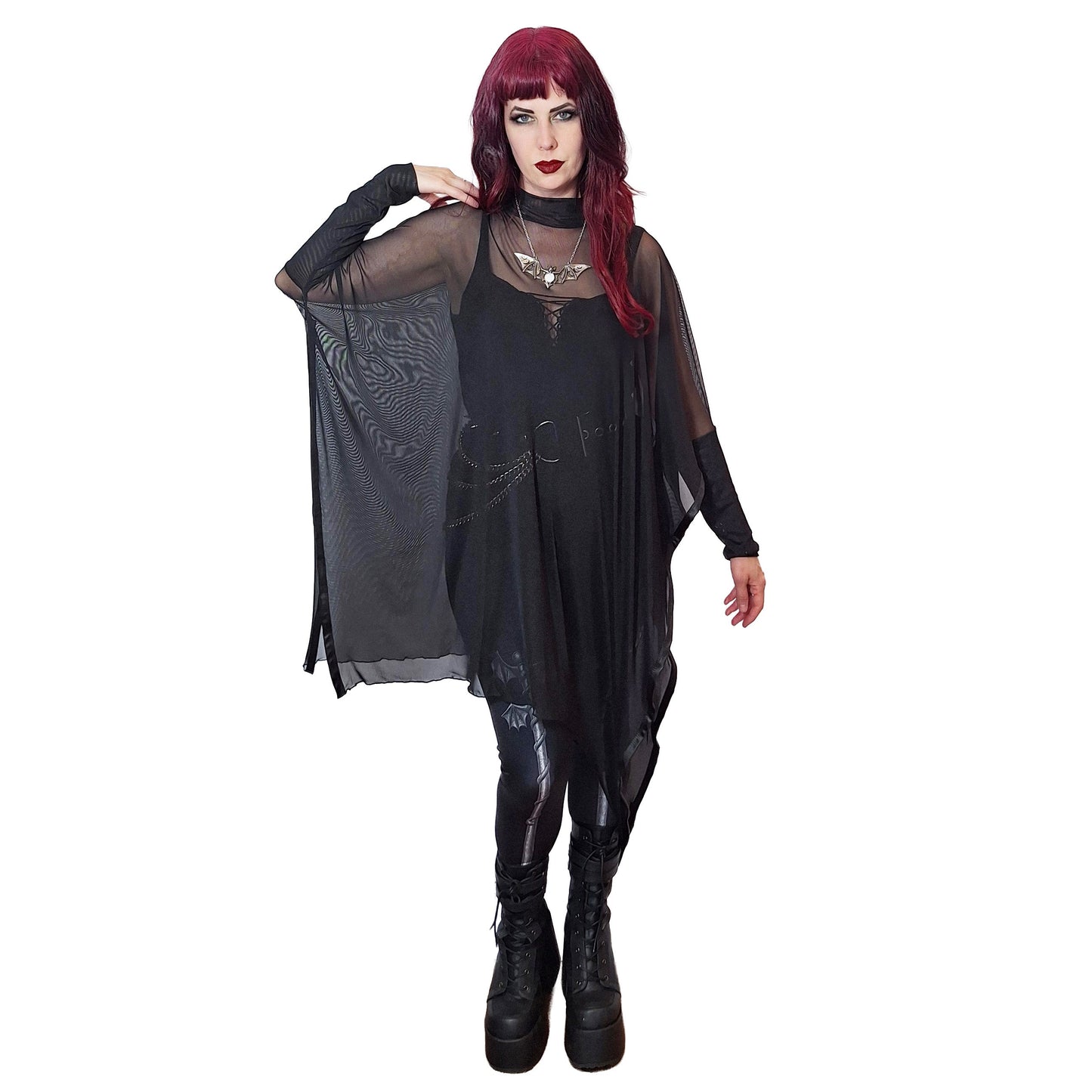 Necessary Evil Anahita Sheer Gothic Black Mesh Layer Dress