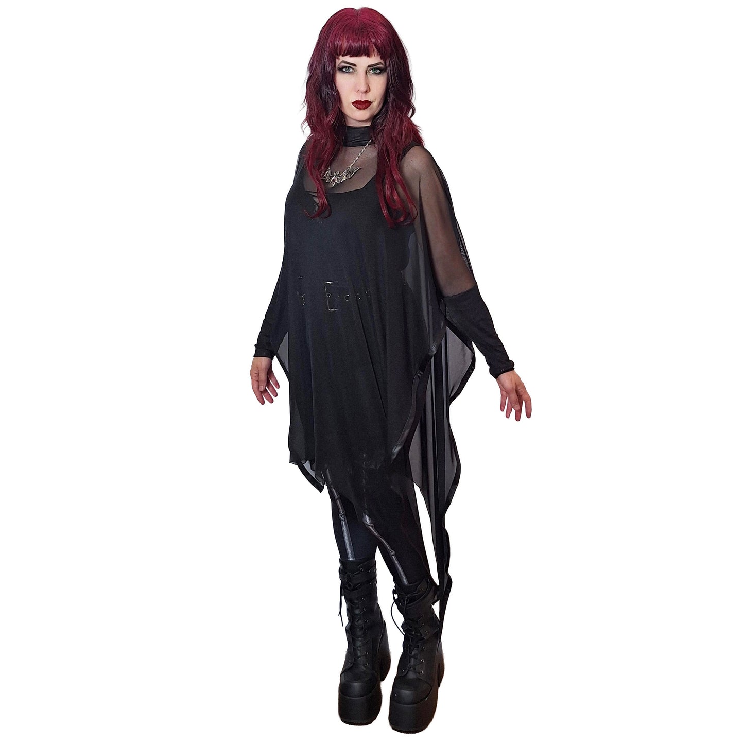 Necessary Evil Anahita Sheer Gothic Black Mesh Layer Dress