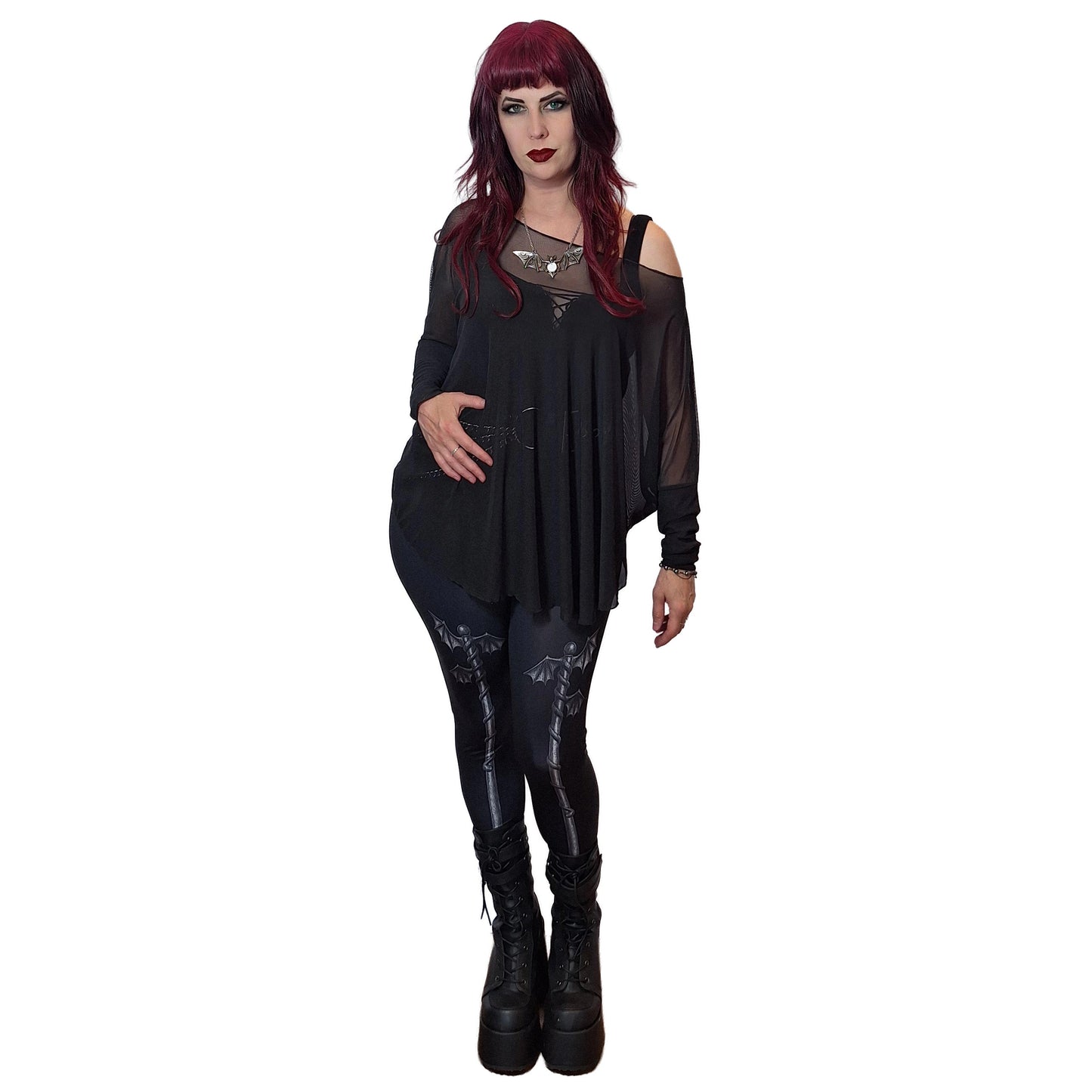 Necessary Evil Circe Gothic Sheer Black Mesh Top, Flowing Layering Style