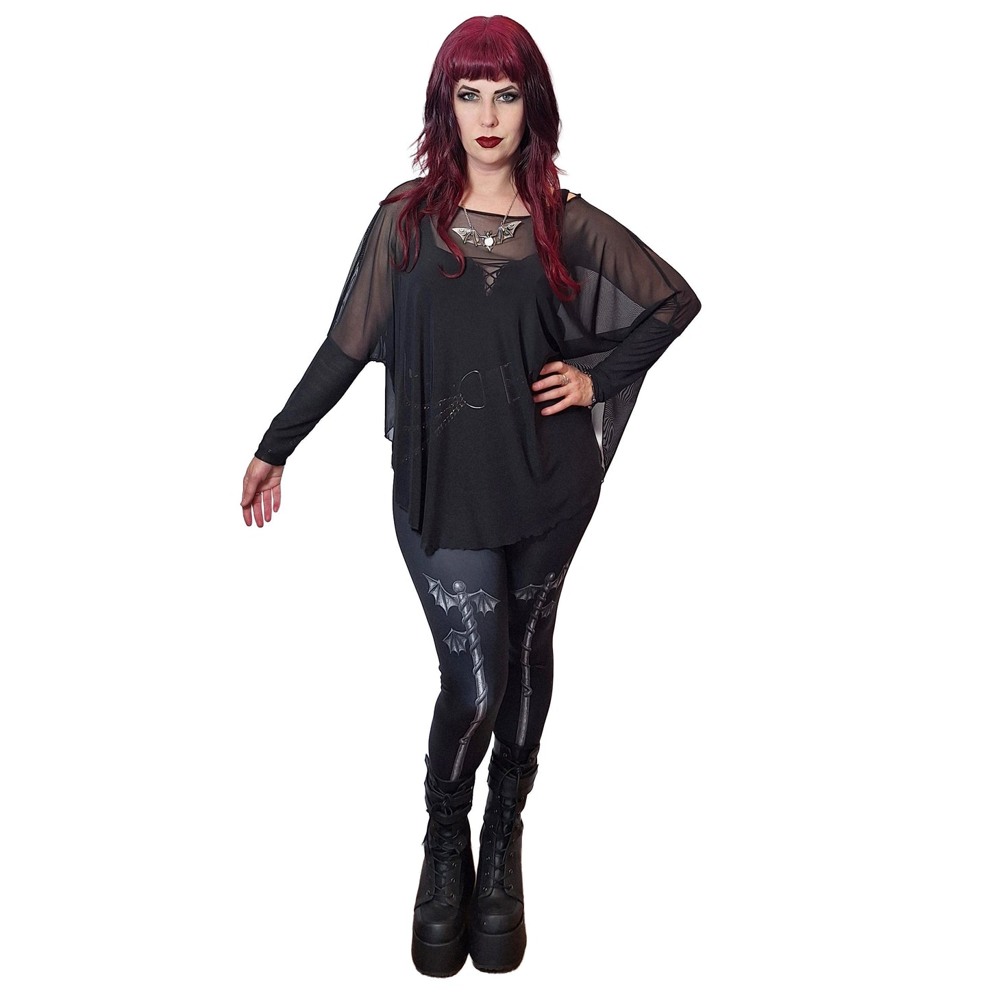 Necessary Evil Circe Gothic Sheer Black Mesh Top, Flowing Layering Style