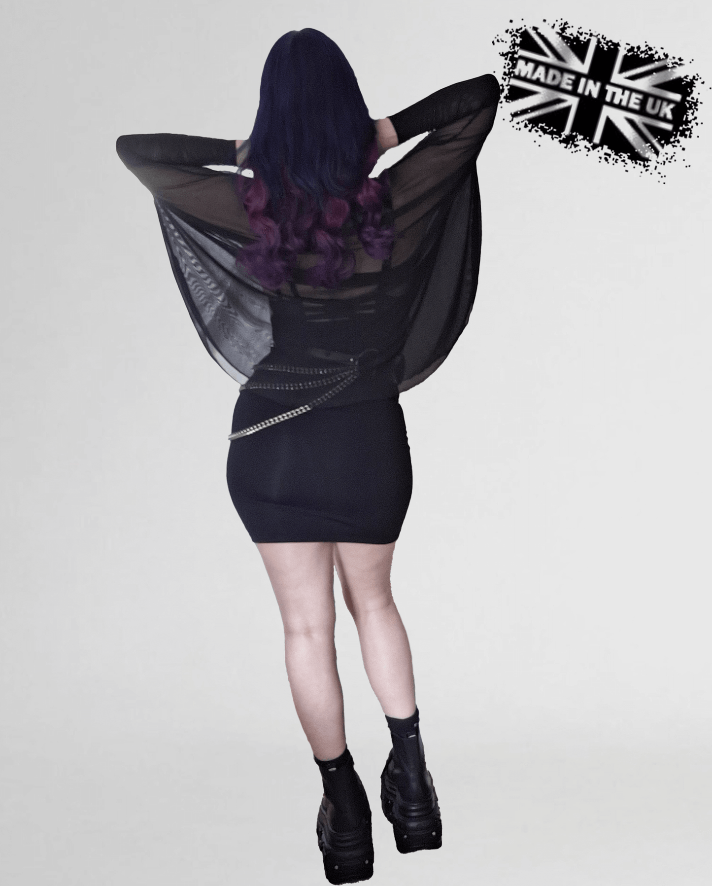 Necessary Evil Circe Gothic Sheer Black Mesh Top, Flowing Layering Style