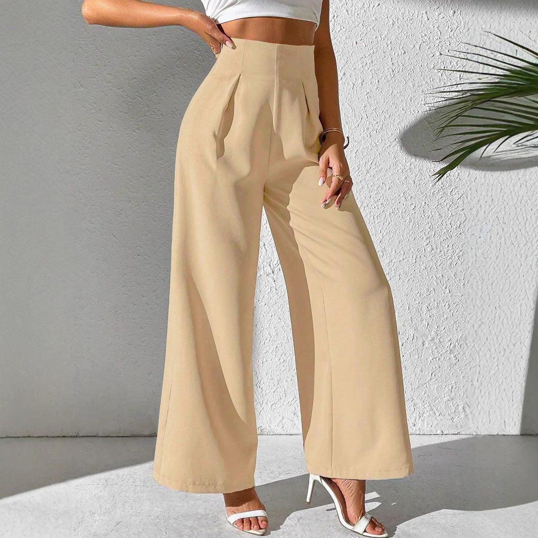 Vireous Women's High Waist Drooping Wide-Leg Business Trousers