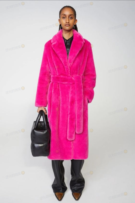 Vireous Faux Rabbit Mink Long Fur Coat, Multi Colours