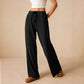 Women's Casual Classic Lace-Up Straight Wide-Leg Pants