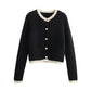 Vireous Women's Black & Ivory All-Match Cardigan