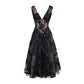 Black Plunging Neckline Sheer Mesh High-End Evening Dress