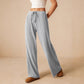 Women's Casual Classic Lace-Up Straight Wide-Leg Pants