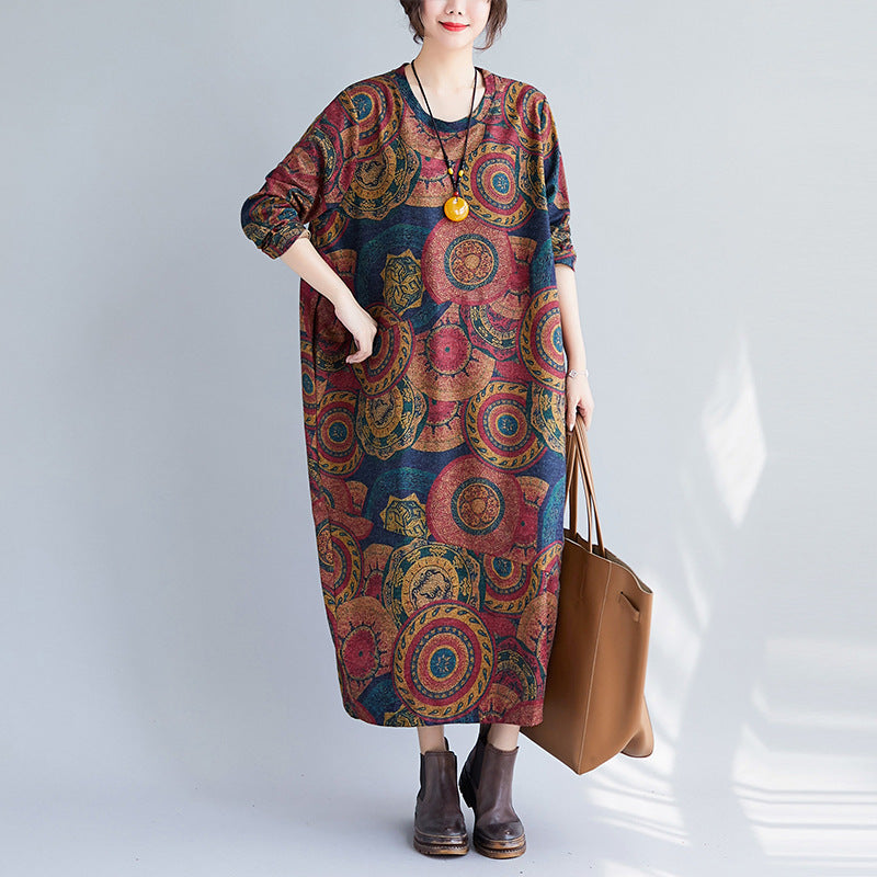 Art Lover Paisley Printed Loose Oversized Dress