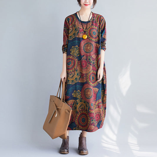 Art Lover Paisley Printed Loose Oversized Dress