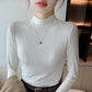 Half Turtleneck Fine Rib-Knit Casual Women's Top