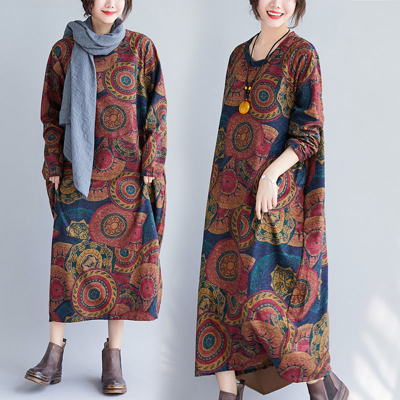 Art Lover Paisley Printed Loose Oversized Dress