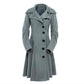 Vireous Slim Fitted Double Breasted Women's Long Trench Coat