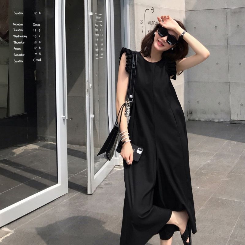 Women's Ruche Sleeve Loose Cool Wide-Leg Pants Suit