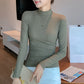 Half Turtleneck Fine Rib-Knit Casual Women's Top