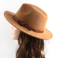 Women's Metal-Buckle Belt Simple Big Brim Jazz Hat, Cowboy Hat