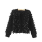 Women's Sequined Mohair Short Cardigan Sweater