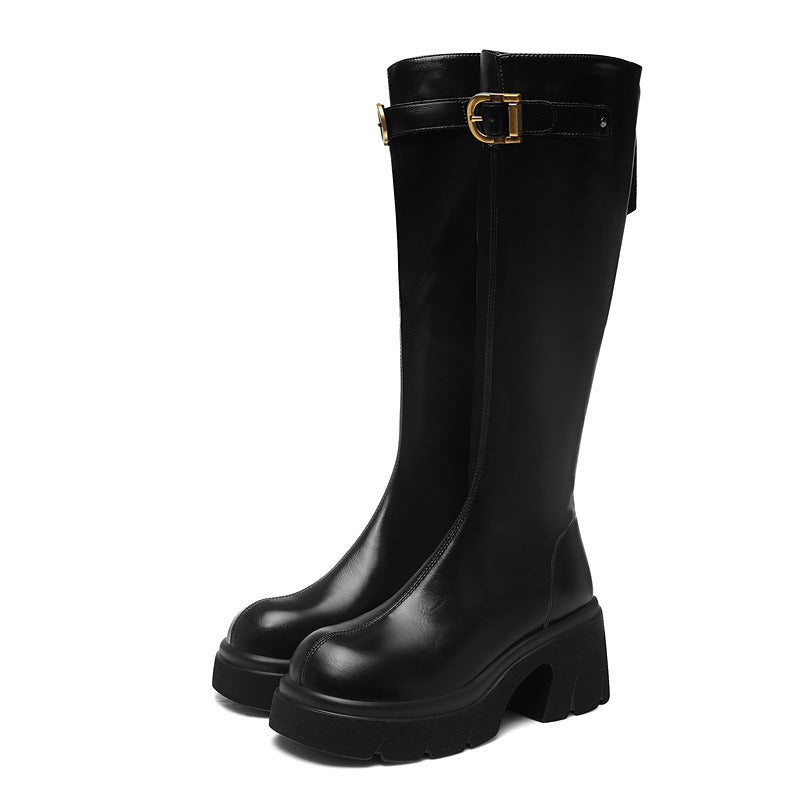 Women's Thick-Soled Short Boots, Knight Boots with Chunky Heels