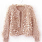 Women's Sequined Mohair Short Cardigan Sweater