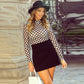 Long Sleeve Slim-Fit Women's Checkerboard Base Wear Jumpsuit