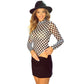 Long Sleeve Slim-Fit Women's Checkerboard Base Wear Jumpsuit