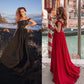 Vireous Off-Shoulder Long Prom-Style Slit Dress, Lace Bodice