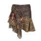 Women's Retro Irregular Plaid Colour-Contrast Patchwork Skirt