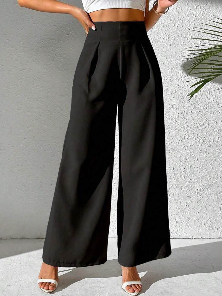 Vireous Women's High Waist Drooping Wide-Leg Business Trousers