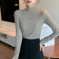 Half Turtleneck Fine Rib-Knit Casual Women's Top