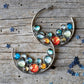 Retro Hoop Earrings, Women's Pendant Multicolour Gemstones