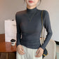 Half Turtleneck Fine Rib-Knit Casual Women's Top