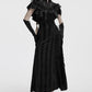 Punk Rave Morrigan Embroidered Velvet Goth Slip Dress in Black