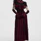 Punk Rave Selene Embroidered Velvet Gloves in Crimson