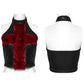 Punk Rave Valora Cross Fur Halter Top In Crimson