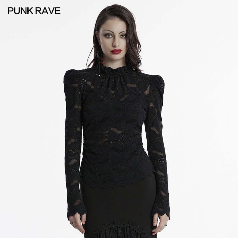 Punk Rave Calantha Lace T-Shirt in Black