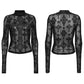 Punk Rave Morrigan Cross-Embroidered Mesh Top