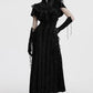 Punk Rave Elysia Velvet Ruffle Goth Shawl In Black