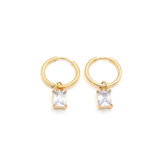 Senna Luxe 18K Gold-Plated Jewel Charm Hoop Earrings