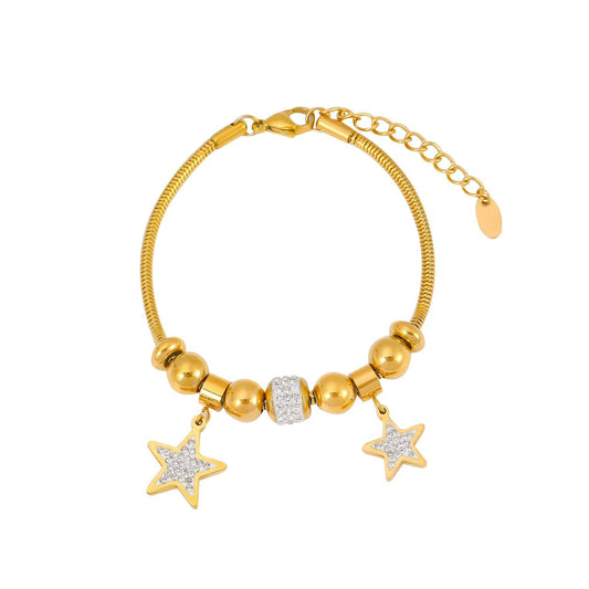 Stellina Luxe 18K Gold-Plated Star Charm Celestial Bracelet