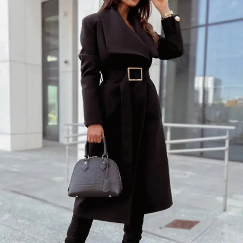 Vireous Wide Lapel Women's Fashion Trench Coat