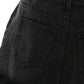 Vireous Feather Trim Black Denim Skirt