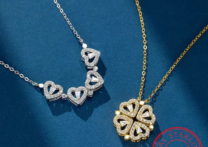 Clover and Heart Design Pendant Necklace