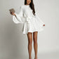 Vireous Elegant Pleated Flared Mini Dress, Plus Sizes