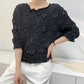 Miyake Embroidered Hand-Pleated Women's Round-Neck Top