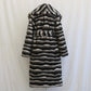 Vireous Women's Faux Fur Coat, Large Lapel Zebra-Print Mink Long Coat