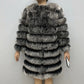 Avant Garde Ribbed Round-Neck Luxury Real Fox Fur Coat